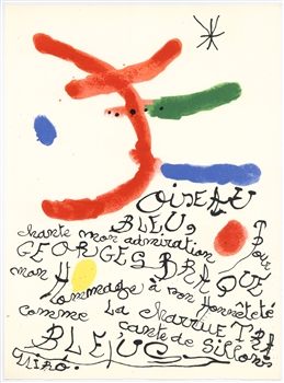 Joan Miro original lithograph | Homage to Georges Braque