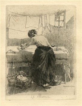 Lucien Marcelin Gautier original etching "Le travail"