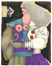 Richard Lindner "Woman and Bird" original lithograph