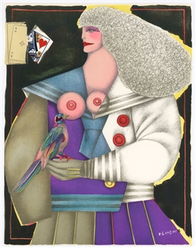 Richard Lindner "Woman and Bird" original lithograph