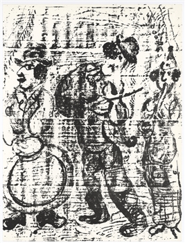 Marc Chagall original lithograph "Le musiciens vagabonds"