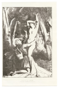 Theodore Chasseriau original lithograph "Apollon et Daphne"