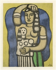 Fernand Leger pochoir "Jeune fille tenant une poupee"
