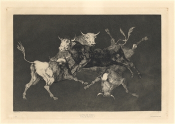 Francisco Goya original etching Lluvia de Toros
