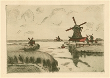 Armand Guillaumin Saardam (Zaandam) original etching
