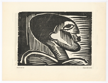 Karl Schmidt-Rottluff Mannlicherkopf original woodcut