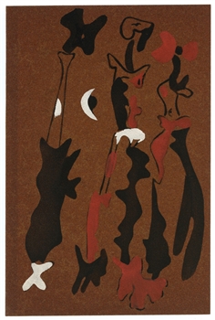 Joan Miro stencil print on sandpaper, 1937