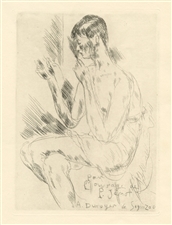 Dunoyer de Segonzac "Femme se maquillant" original etching