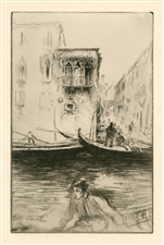 Edgar Chahine "Rio CÃ  Foscari, Venice" original etching