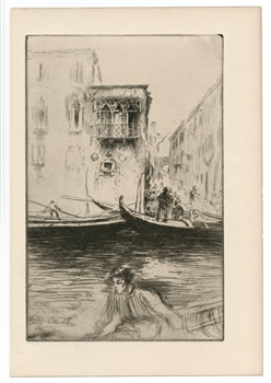 Edgar Chahine "Rio CÃ  Foscari, Venice" original etching