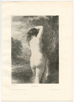 Henri Fantin-Latour original lithograph Baigneuse