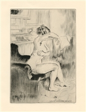 Louis Legrand original etching La Toilette