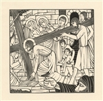 Eric Gill wood engraving "The Carrying of the Cross"