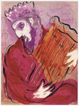 Marc Chagall "David and his Harp" original Bible lithograph