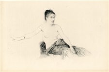Giuseppe de Nittis etching "Femme assise sur un canape"