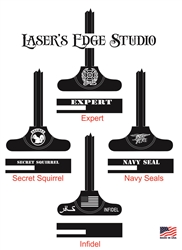 Laser Engraved Military design Charging Handles: Expert, Navy Seals, Infidel, Secret Squirrel.