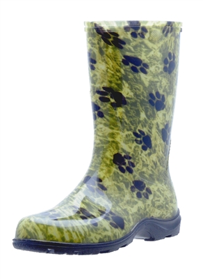 Women's Rain & Garden Boot - Paw Print Green  - Includes FREE "Half-Sizer" Insoles!