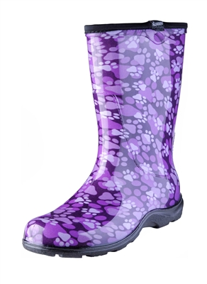 Women's Rain & Garden Boots - Paw Print Purple