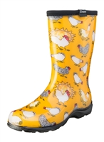 Sloggers Made in the USA  Womens Rain & Garden Boot Chicken Print Yellow