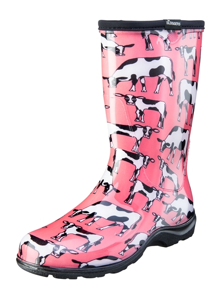 Sloggers Made in the USA  Womens Rain & Garden Boot Pink Cow Print