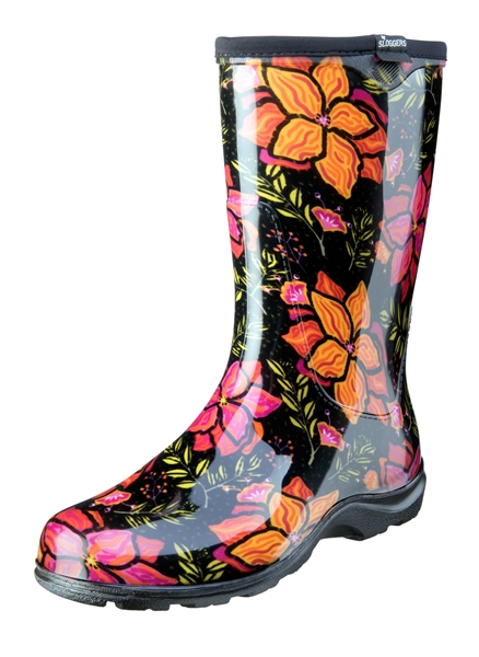 Women's Rain & Garden Boots  -Spring Surprise Black - Made in the USA