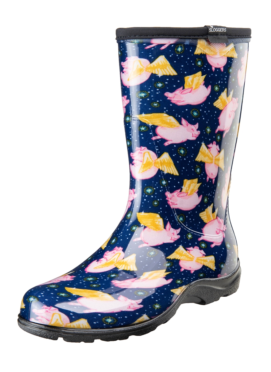 Sloggers Women's Rain & Garden Boots "When Pigs Fly" print