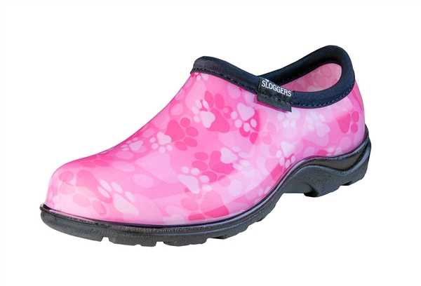 Women's Rain & Garden Shoes - Paw Print Fuchsia
