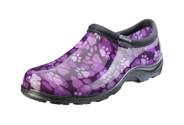 Sloggers Women's Rain & Garden Shoe in Purple Paw Prints