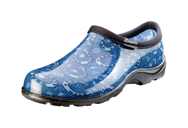 Sloggers Women's Rain & Garden Shoe in Horse shoe Paisley Blue Print