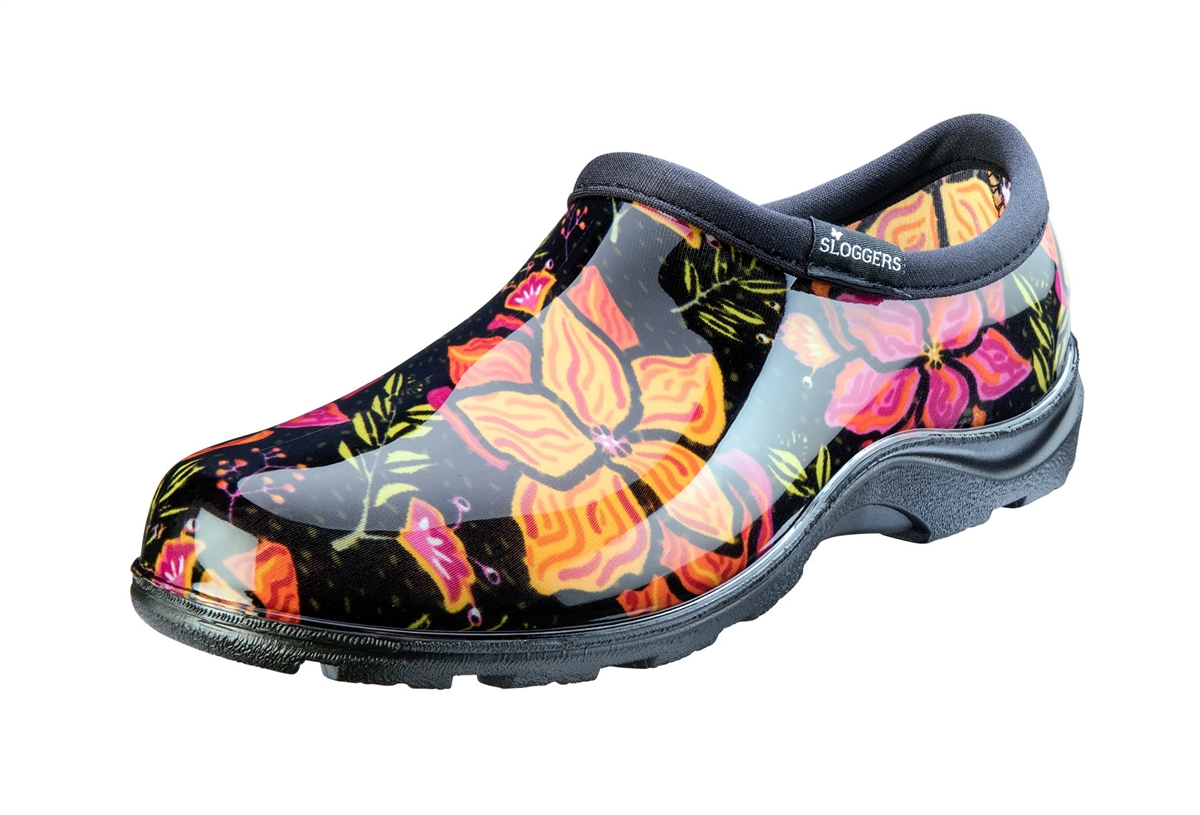 Sloggers Made in the USA Rain & Garden Shoe for Women in Spring Surprise  Black Print