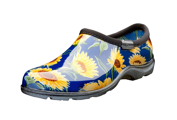 Sloggers Waterproof comfort shoes, Made in the USA! Women's Rain & Garden shoes.Sunflower Blue Print.