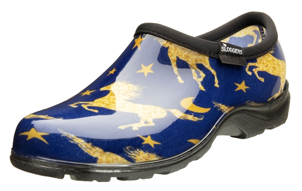 Sloggers Waterproof comfort shoes, Made in the USA! Women's Rain & Garden shoes.Horse Stars Blue.