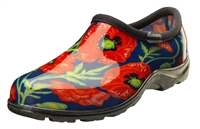 Sloggers Waterproof comfort shoes, Made in the USA! Women's Rain & Garden shoes.Bold Poppies Blue.