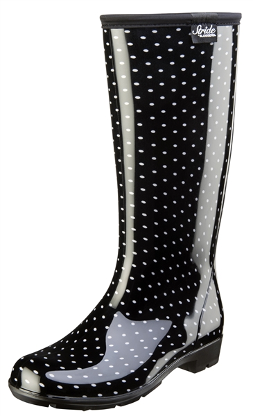 Stride by Sloggers Rain and Fashion 14â€ Tall Boot - Polka Dot Black/White
