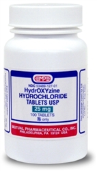 Hydroxyzine HCl 25mg, 100 Tablets