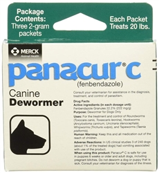 Panacur C (Fenbendazole) Granules-Dewormer For Dogs - 3 Packets TEAL