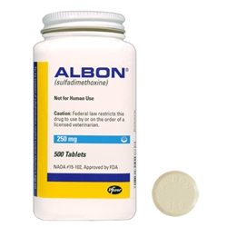 Albon 250mg, 500 Tablets for Sulfadimethoxine-Sensitive Pets