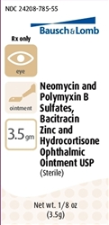 Neomycin, Polymyxin B, Bacitracin, Hydrocortisone Ophthalmic Ointment, 1/8 oz