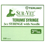 Terumo Sur-Vet Syringe 3 cc, 22 ga. x 3/4", Thin Wall, Luer Lock, 100/Box