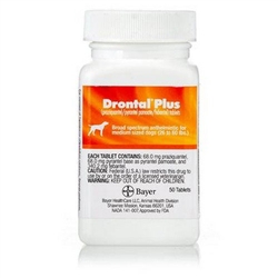 Drontal Plus 68mg For Medium Dogs 26-60 lbs, 50 Tablets