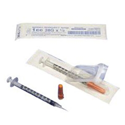 Monoject Insulin Syringe U-100 .5 cc, 28G x 1/2, 100/Box