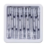 BD Allergy Syringe 1cc, 27G x 1/2" Regular Bevel Needle, 25/Tray