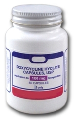 Doxycycline Hyclate 100mg, 50 Capsules