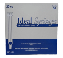 Ideal Syringe 20 cc, Without Needle, Regular Luer, 50/Box
