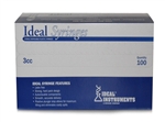 Ideal Syringe 3 cc, Without Needle, Luer Lock, 100/Box