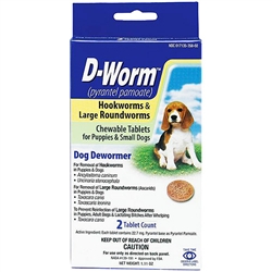 D-Worm  Chewable Tablets for  Puppies & Small Dogs,  2 Tablets