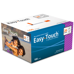 EasyTouch Insulin Syringe U-100, 1/2 cc, 28 ga. x 1/2", 100/Box