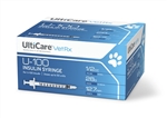 UltiCare VetRx Insulin Syringe U-100 1/2 cc, 28ga. x 1/2", 100/Box