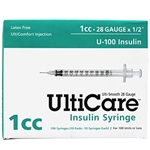 UltiCare Insulin Syringe U-100 1 cc, 28 ga. x 1/2", 100/Box