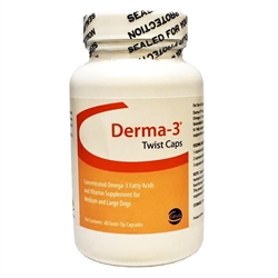 Derma-3 Twist Caps For Large Dogs, 60 Capsules